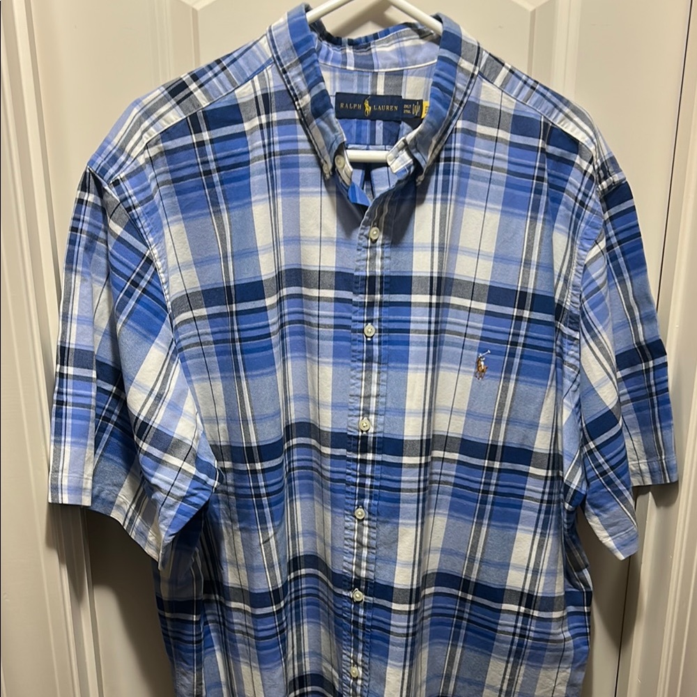 Polo by Ralph Lauren Blue and White Casual Button Down Shirt